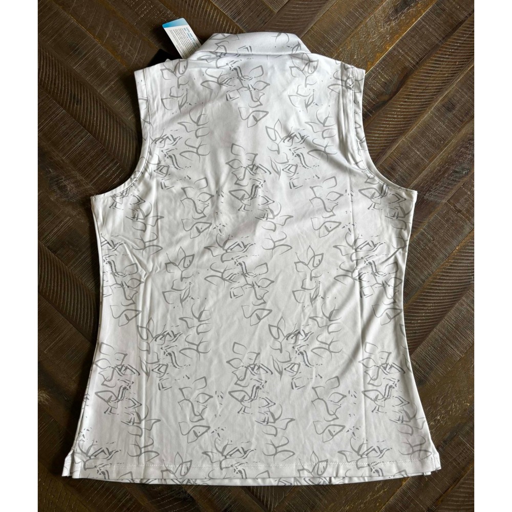 Dunning Golf Womens Sleeveless Polo Shirt White Floral Coolmax D2S22K273 Size M - Picture 4 of 4